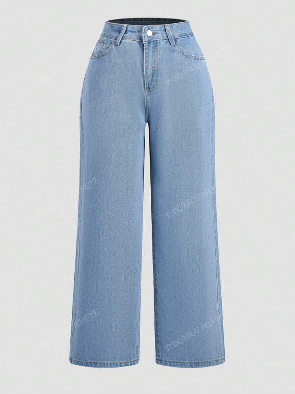Jeans rectos de color liso Pantalones casuales