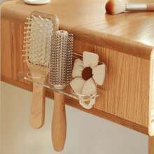 1pc Transparent Plastic Bathroom Storage Rack, Wall-Mountable Acrylic Hairbrush Holder | Dressing Table Storage Rack Without Drilling | Place Combs, Toiletries | 1 Transparent Design | No Electricity Required