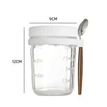 2 słoiki na owsiankę nocną, pojemnik na owsiankę nocną z pokrywką i łyżką, 16 uncji płatków zbożowych, mleka, warzyw i sałatek owocowych, pojemnik do przechowywania z oznaczeniami pomiaru - Wielokolorowe - Zobacz 17