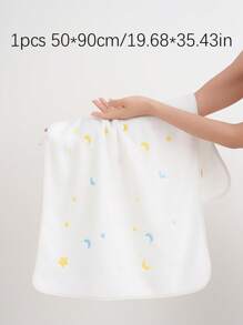 1 pieza Toalla de coral de terciopelo con bordado de estrellas y luna, toalla de mano/baño, absorbente, suave y sin pelusa, toalla casual para pareja/playa