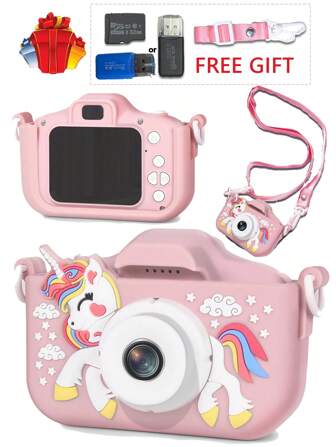 Mini Digital Camera 1080P HD Photo HD Video Photography Camcorder 2.0 Inch With Silicone Case Puzzle Game 32G Memory Card Outdoor Photography Camera Valentine's Gift Birthday Gift