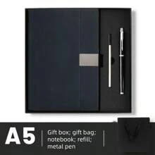 Customized A5 Vertical Striped Stitching Notebook, Premium Soft Leather, School/Business Meeting Gift Set, Corporate Culture Promotion & Grand Opening Commemorative Gift
