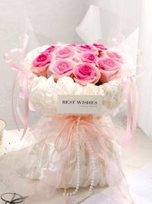 1 Set Crochet Flower Bouquet Craft Kit For Beginners, Handmade Rose Flower Yarn Arts & Crafts, DIY Knitting Materials Pack With Basic Accessories And Instructions, Holiday Gift