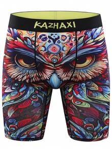 5pcs/Set Animal Printed Long Boxer Briefs, Stretchy Comfort Sports Casual Underwear - 彩色 - 查看 6