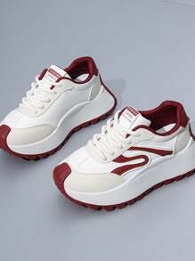 1 para koreańskich grubych trampek damskich, platforma, codzienne buty sportowe na wiosnę 2025 r.