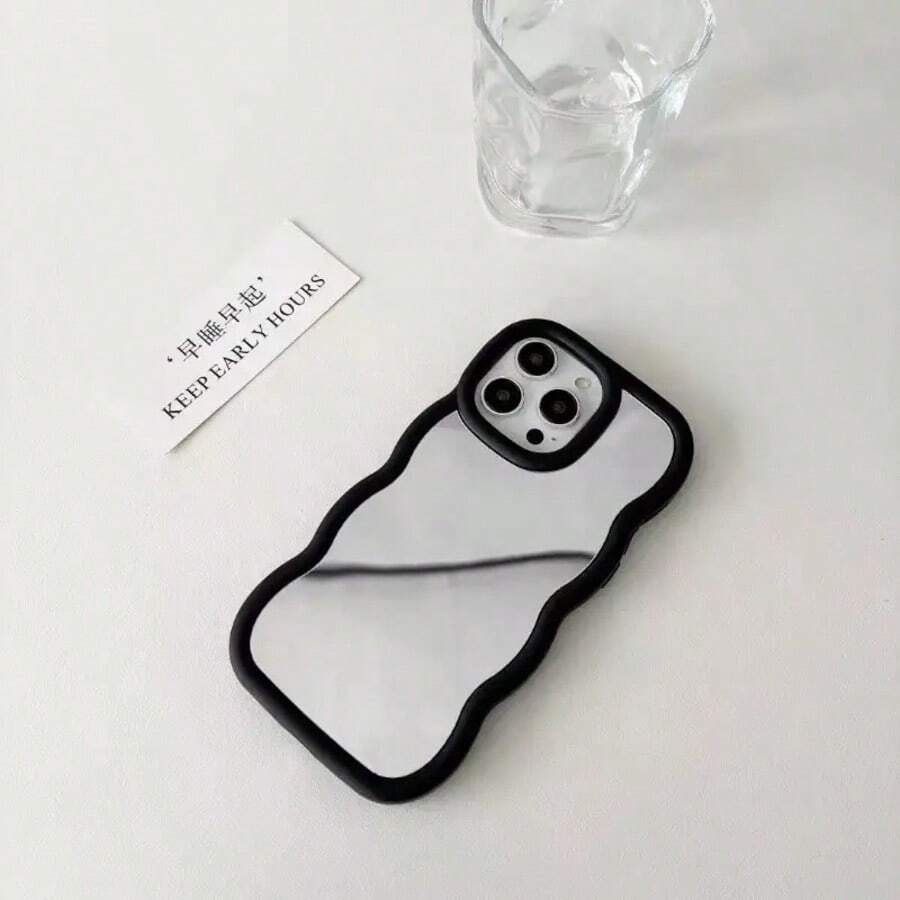 镜面 1 件糖果波浪丝滑光泽时尚手机壳兼容 16/Redmi Note 11 4G/Galaxy A55/Infinix Note 30/ Moto E30 防水防震防摔防刮 - 黑色 - 查看 1