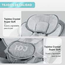 Silla mecedora para bebe,Moisés Plegable Con Colchón Y Mosquitero,mando a distancia,bluetooth - Gris - Ver 7