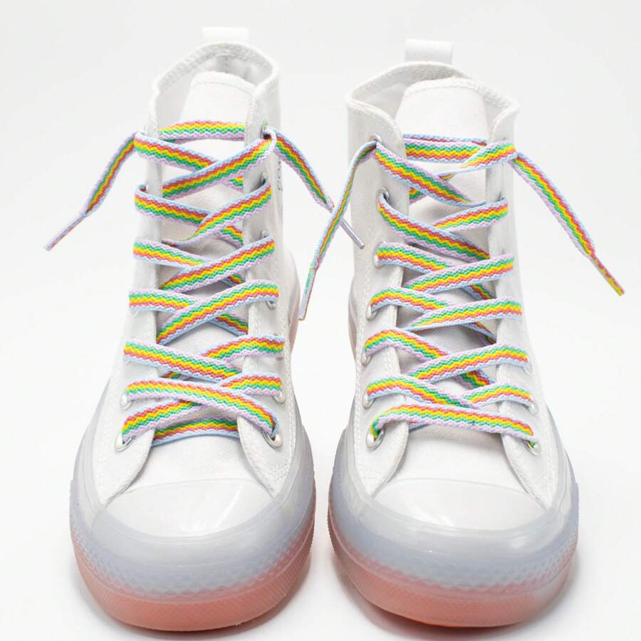 1 Pair Rainbow Shoelaces, Design, Versatile & Casual