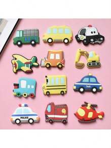 Juego de 3/6/12 unidades - Pegatinas lindas de dibujos animados de transporte para refrigerador, imanes personalizados para refrigerador para cocina y pizarras de oficina, armarios de almacenamiento y lavavajillas, decoraciones de cocina, decoración del hogar, regalos para el Día de la Madre