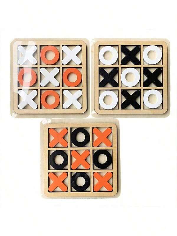 Juego de Tres en Raya de X y O de madera, juego de estrategia de tablero de mesa de 3 en raya
