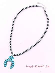 西部乡村风格复古绿松石装饰花朵吊坠项链，女士礼物 - 西部 - 查看 10