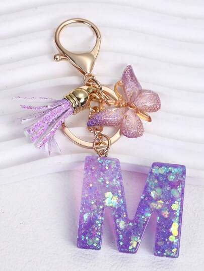 1pc Resin Letter Keychain, Initial Car Keyring Her, Bag Purse Charm Key Ring, Cute Colorful, Alphabet Tag For Girls Gift Souvenir School Car Accessories Goth Y2k