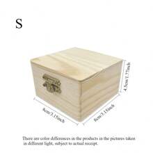 1 个带铰链盖的木盒，工艺品储存，婚礼求婚订婚配件，小方形普通木盒，适用于家庭用品储存和装饰