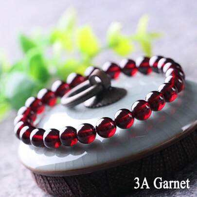 1pc 5A Natural Garnet Burgundy Beaded Bracelet, Round Natural Garnet Jewelry, Women's Beaded Spiritual Healing Bracelet, Lucky Energy Accessory, Valentine's Day Gift