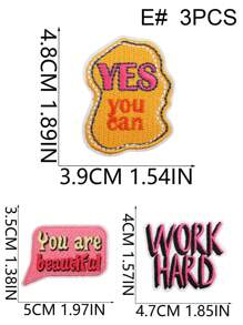 1 Set Of 3/20pcs Positive Energy Quotes Text Embroidery Patches Letters DIY Iron On Patches Sew Polyester Badge Clothing Decoration Accessories Cloth Stickers Suitable For Backpacks, Jeans, Jackets, T-Shirts, Hats, Dresses, Etc