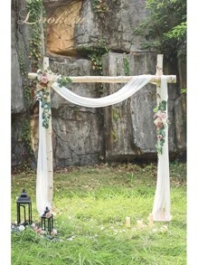 Artificial Flowers Wedding Arch Decoration Kit (Pack Of 3) - 2pcs Aobor Flower Arrangement & 1pc Chiffon Drape For Wedding Ceremony Backdrop Decoration, Elegant Dusty Rose