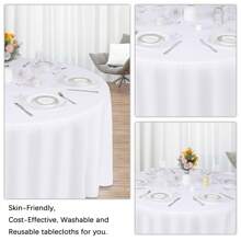 6 Pack Round Tablecloth Polyester Table Cloth, Stain Wrinkle Resistant Polyester Dining Table Cover For Kitchen Dinning Party Wedding Rectangular Tabletop Buffet Decoration ( White/Black )