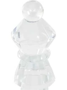 Contemporary Crystal Chess Piece Bookends - Set Of 2 Large Clear Glass Book Stoppers With Non-Skid Design - 1 - View 2