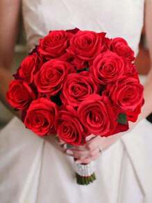 1/3/5 Piezas de Rosas Artificiales Rojas, Ramos de Boda de Rosas Rojas Falsas, Rosas de Espuma con Toque Realista, Flores de Rayón para Decoración de Bodas, Ramos de Rosas Realistas con Tallos Largos, Adecuados para el Día de San Valentín, Familia, Decoración de Bodas y Fiestas.