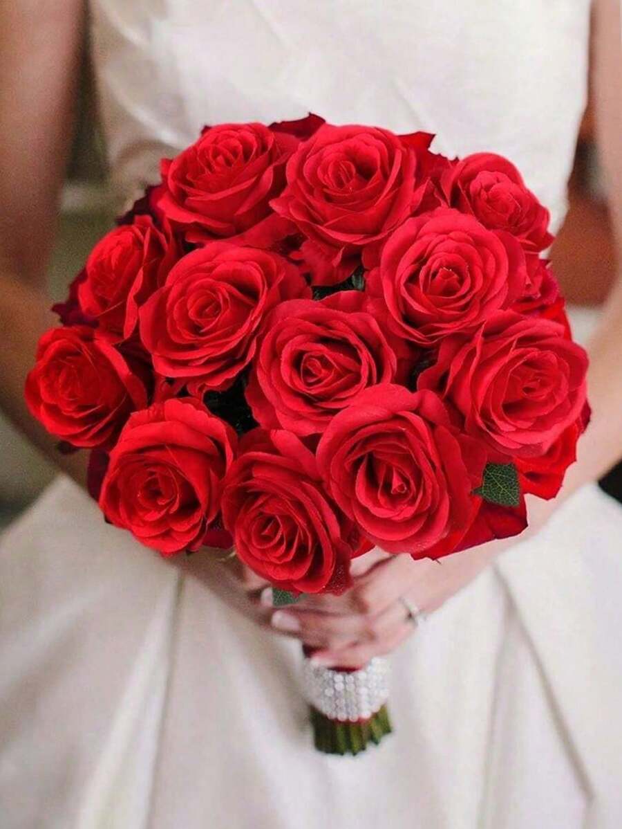 1/3/5 Piezas de Rosas Artificiales Rojas, Ramos de Boda de Rosas Rojas Falsas, Rosas de Espuma con Toque Realista, Flores de Rayón para Decoración de Bodas, Ramos de Rosas Realistas con Tallos Largos, Adecuados para el Día de San Valentín, Familia, Decoración de Bodas y Fiestas.