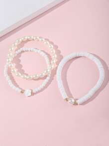 3件套女孩软陶珍珠花串珠脚链套装