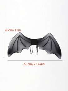 1pc Carnival/Party Performance Prop COS Devil Wings, Black Lace Bat Wings With Backpack Strap, Suitable For Halloween, Festival Costumes - Black - View 3
