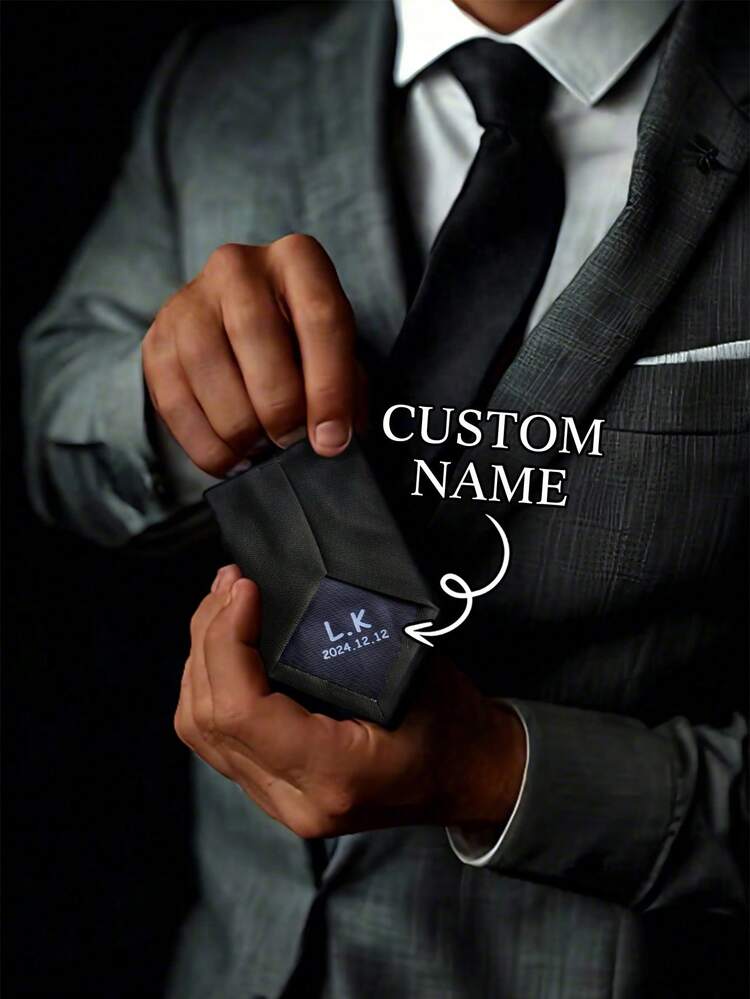 1pc Custom Text Tie For Man, Custom Tie Secret Message, Anniversary Gift, Wedding Gift For Dad, Customized Men's Tie For Father, The Bride Gift, Groomsmen Gifts, Best Man Gift Wedding Gifts, Personalized Gifts For Men, Father's Day Gift, Birthday Gifts, Anniversary Gifts, Gifts For Dad/ Husband/ Men/ Boyfriend - Multicolor - View 1