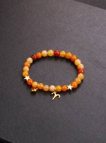 1Piece 12 Zodiac Signs Elegant Natural Gemstone Bracelet 6mm Opal Rose Quartz Watermelon Tourmaline Peach Blossom Stone Blue Apatite Red Aventurine Carnelian Rhodonite Bloodstone Rutilated Quartz Beads Girlfriend Bangles With Gold Color Stainless Steel 12 Zodiac Medallion And Vibrant Cubic Zirconia Jewelry Unique Birthday 12 Zodiac Gift For Women