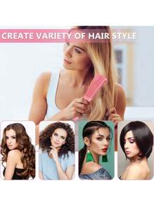 7Pcs/Set Hair Styling Tools, Hair Styling Comb Set, 200ml Clear Spray Bottle, Teasing Hair Brush, Rat Tail Comb, Edge Brush For Edge & Back Brushing, Combing, Slicking Hair For Women, Travel, Outdoor, Sport, Office, School, Hair Accessories - 7pcs Pink - View 9