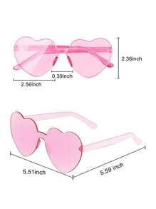10pcs-Heart Shaped Glasses, Valentine's Day Rimless Heart Shaped Glasses Candy Colored Heart Shaped Glasses For Women Men Party Favors Heart Shaped Glasses For Valentine's Day Party, Wedding, Bachelorette Party, Birthday Party