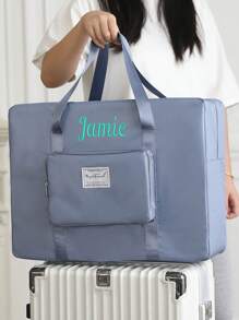 1pc Personalized Multifunctional Travel Bag, Large Capacity Portable Gym Bag With Embroidered Letters, Foldable Handbag Carry-On Luggage Bag, Outdoor Yoga Tote Storage Bag, Suitable For Daily Use And Great Gift For Family, Friends, Boyfriend/Girlfriend, Christmas, Valentine's Day, Birthday - Multicolor - View 9