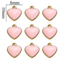 20pcs Stainless Steel Gold Plated Heart Drop Oil Small Pendant, DIY Earrings Necklace, Clothing, Bracelet Jewelry Accessories