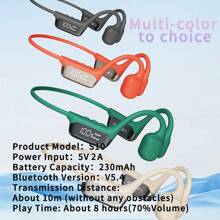 Tai nghe dẫn truyền xương thật S10 Bluetooth 5.4 Tai nghe âm thanh nổi 360° HIFI DT 5.0 Màn hình kỹ thuật số LED Màn hình kỹ thuật số IPX8 Chống nước khi bơi lội - trái cam - Xem 11