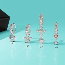 1pc Adjustable Nose Piercing Crstal Cross & Butterfly Nose Ring