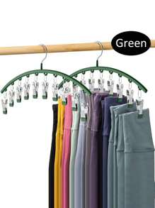 1pc Clothes Hanger Closet Organizer With 10 Clips Space-Saving Curved Hanger For Yoga Pants And Leggings Pants Socks Hanger For Clothes Shops Organize Bedroom Bathroom Closet Wardrobe Home Dormitory Travel Wardrobe Organizer Storage Clothes Hanger Clothes Storage Organizer Closet Organization And Storage - Multicolor - View 7