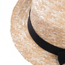 Parent-Child Bowknot Straw Hat, Mother  Daughter Matching Boho Hat, Summer Beach Sun Cap - Khaki - View 4