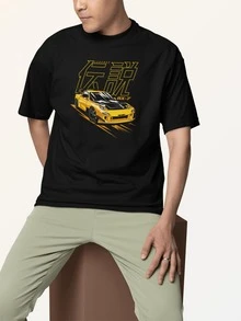 T-Shirt Men's Unisex Streetwear Round Neck Large Print Shirt -  RX-7 Han - 黑色 - 查看 1