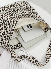 1 Pieza Bolso de mano con capacidad grande, de tela acolchada con estampado floral, bolso de hombro de moda para mujer, bolso para ir al trabajo, viaje, universidad, con amigos