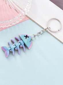 Een Casual Casual Cartoon 3D Geprinte Gradiënt Sleutelhanger Haai Volledige Gewricht Beweegbare Simulatie Speelgoed Creatieve Tas Sleutelhanger Hanger