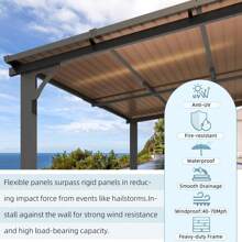 AECOJOY Gazebo Outdoor Pergola For Patio, Hard Top Lean To Gazebo Shelter Pergolas And Gazebos With Patio Roof, Large Wall-Mounted Heavy Duty Awnings For Patio, Decks, Backyard - Dark Gray 20' X 10' - View 7