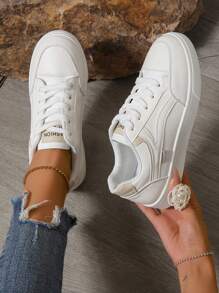 White Sneakers For Women, 2025 New Spring Autumn Lace-Up Thick Sole Niche Brand Casual Sports Shoes, Bestselling