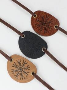 1 件中世纪男士复古维京面具独眼眼罩凯尔特 PU 皮革头饰角色扮演道具配件万圣节 - 彩色 - 查看 5