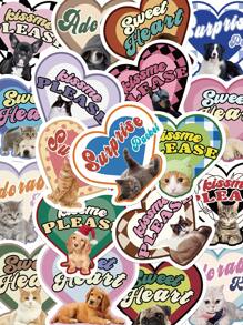 50 pièces Autocollants vintage d'amour de chat, autocollants de décoration de dessin animé mignon pour le scrapbooking, étui de téléphone, cahier, ordinateur portable, planche, guitare, fête, bagage, emballage, casque, enveloppe, artisanat DIY