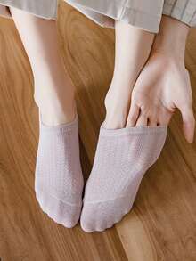 5 أزواج عشوائية من الجوارب النسائية الخفيفة العصرية ذات اللون الأحادي متعددة الاستخدامات والملونة لفصلي الربيع والصيف - متعدد الألوان - مشاهدة 7