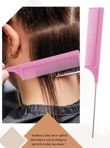 7Pcs/Set Hair Styling Tools, Hair Styling Comb Set, 200ml Clear Spray Bottle, Teasing Hair Brush, Rat Tail Comb, Edge Brush For Edge & Back Brushing, Combing, Slicking Hair For Women, Travel, Outdoor, Sport, Office, School, Hair Accessories - 7pcs Pink - View 6