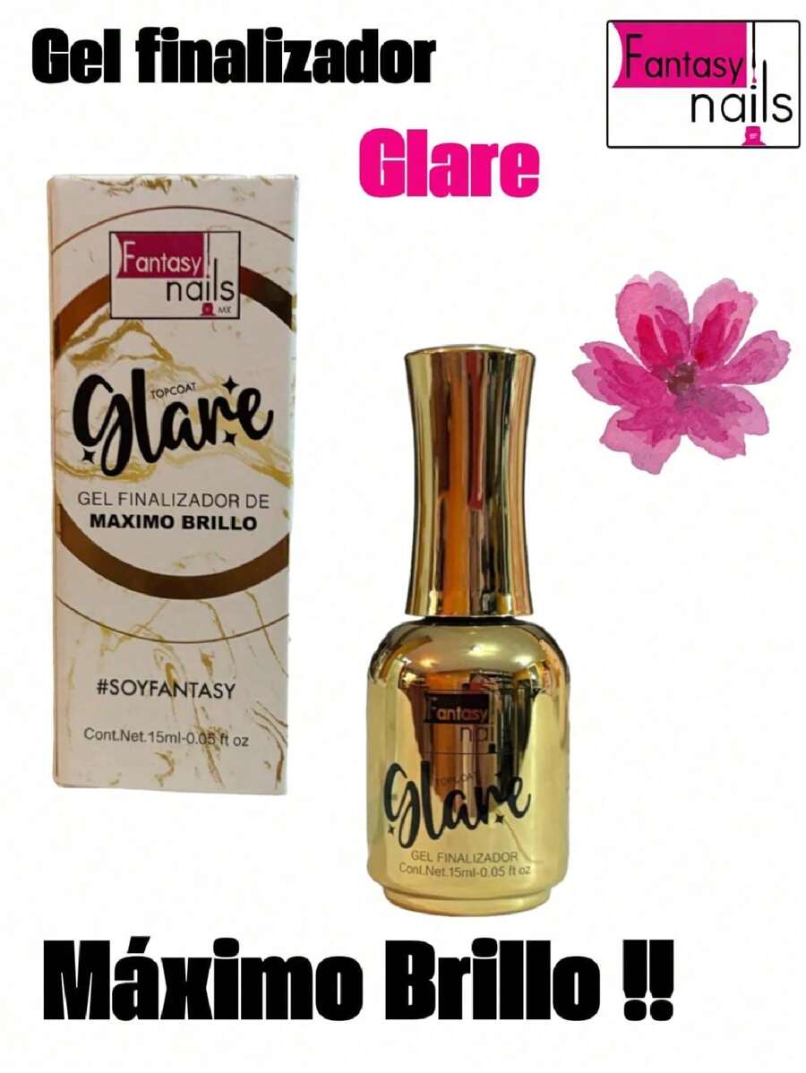 1 Pieza - 15ml Gel Top Coat Extra Shine - FANTASY NAILS - transparente - Ver 1