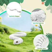 1 件 3D 打印可移动蛇形雕像，带灵活关节，塑料材质，艺术工艺品，适用于汽车、家庭、办公室和派对装饰、节日礼物、水族馆和爬行动物爱好者的创意展示、独特的派对礼物