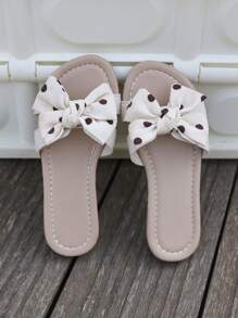 2025 Summer New Girls' Slippers Comfortable Bow Flat Slip-On Beach Shoes Slouchy Soft Soled Slippers