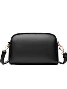 New Fashion Classic Clown Letter Decor Design Shoulder Bag, Multi-Compartment Square Bag, Retro Stylish Bag, Elegant Handbag, Business Commuter Bag, Suitable For Shopping, Commuting, Holiday Gifts - Black - View 5