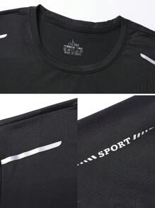 Tricou sport pentru femei, cu mânecă scurtă, elastic și respirabil, potrivit pentru primăvară și vară, negru - Negru - Vizualizare 6